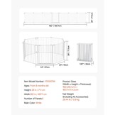 VEVOR Opvouwbare poort met 8 panelen voor kinderen, huisdieren, 711 mm hoog, 487,7 cm breed, kan tussen twee muren als omheining worden geïnstalleerd, wandbekers voor trappen en deuren, wit