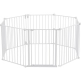 VEVOR Opvouwbare poort met 8 panelen voor kinderen, huisdieren, 711 mm hoog, 487,7 cm breed, kan tussen twee muren als omheining worden geïnstalleerd, wandbekers voor trappen en deuren, wit