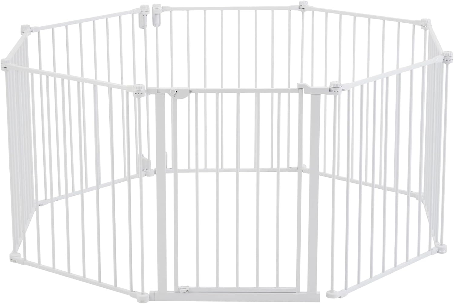 VEVOR Opvouwbare poort met 8 panelen voor kinderen, huisdieren, 711 mm hoog, 487,7 cm breed, kan tussen twee muren als omheining worden geïnstalleerd, wandbekers voor trappen en deuren, wit
