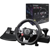 DuLingKer PC Stuur met Pedalen en Versnellingen, 270° Gaming Stuur voor PC/PS4/Switch/PS3/Xbox One/Xbox 360/Android TV, Racestuur met Schakelpeddels, Vibratiefeedback Zwart