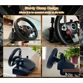 DuLingKer PC Stuur met Pedalen en Versnellingen, 270° Gaming Stuur voor PC/PS4/Switch/PS3/Xbox One/Xbox 360/Android TV, Racestuur met Schakelpeddels, Vibratiefeedback Zwart