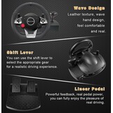 DuLingKer PC Stuur met Pedalen en Versnellingen, 270° Gaming Stuur voor PC/PS4/Switch/PS3/Xbox One/Xbox 360/Android TV, Racestuur met Schakelpeddels, Vibratiefeedback Zwart