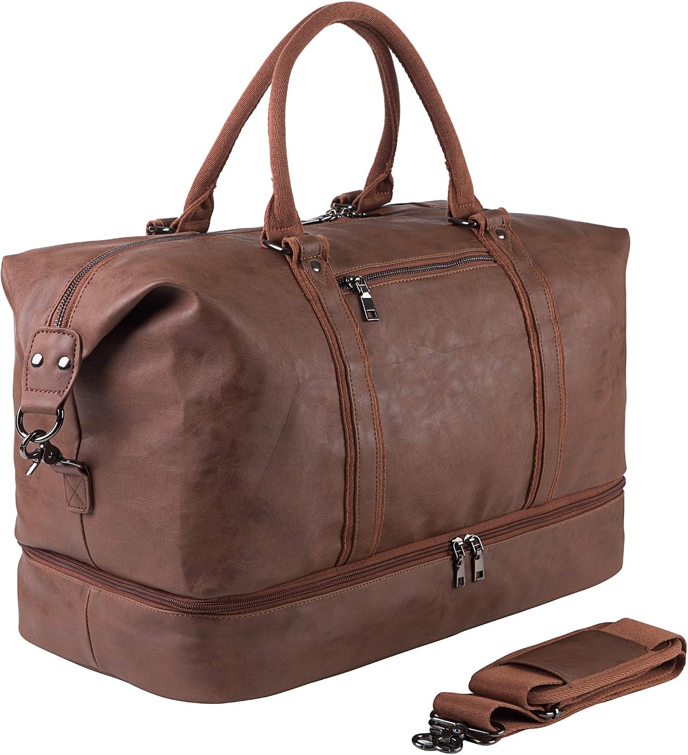 Weekendtas Reistas Bruin met Schoenenvak - Grote Waterdichte PU Leer Carry-On Tas