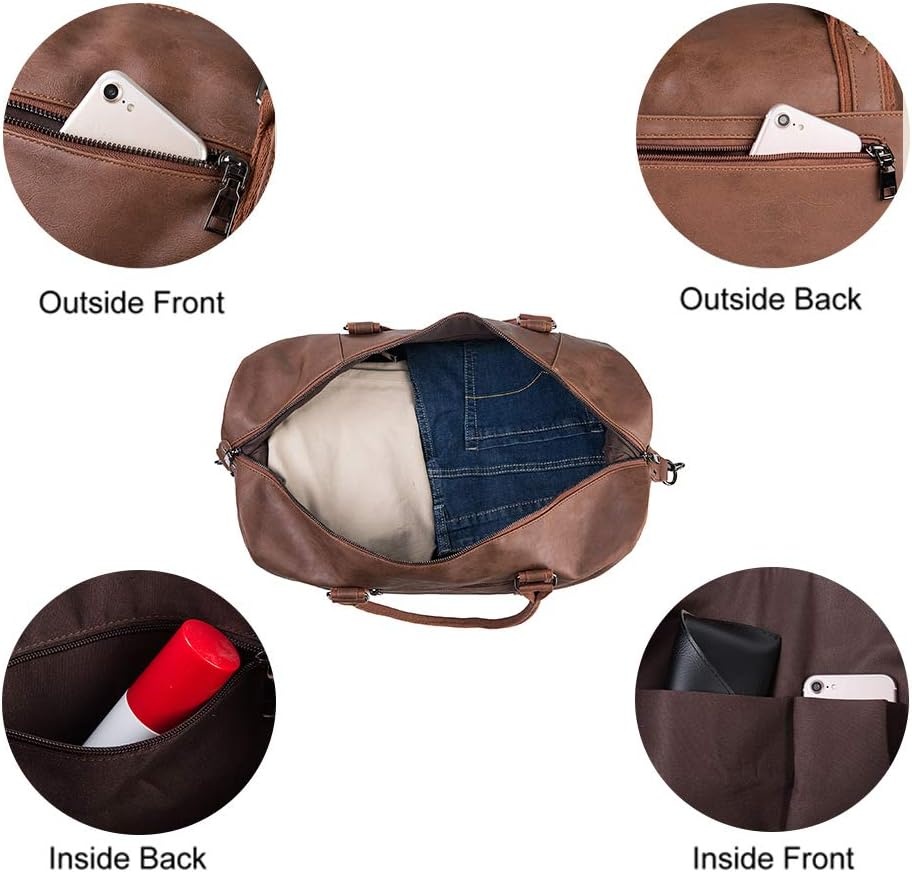 Weekendtas Reistas Bruin met Schoenenvak - Grote Waterdichte PU Leer Carry-On Tas