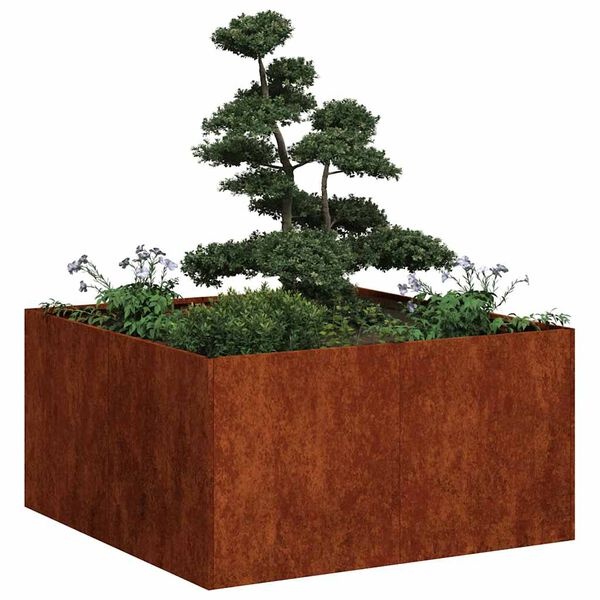 vidaXL Plantenbak roestig 80x80x40 cm weervast staal