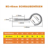 RVS Schroefhaken M3-40mm (10 stuks) - 26% Korting!
