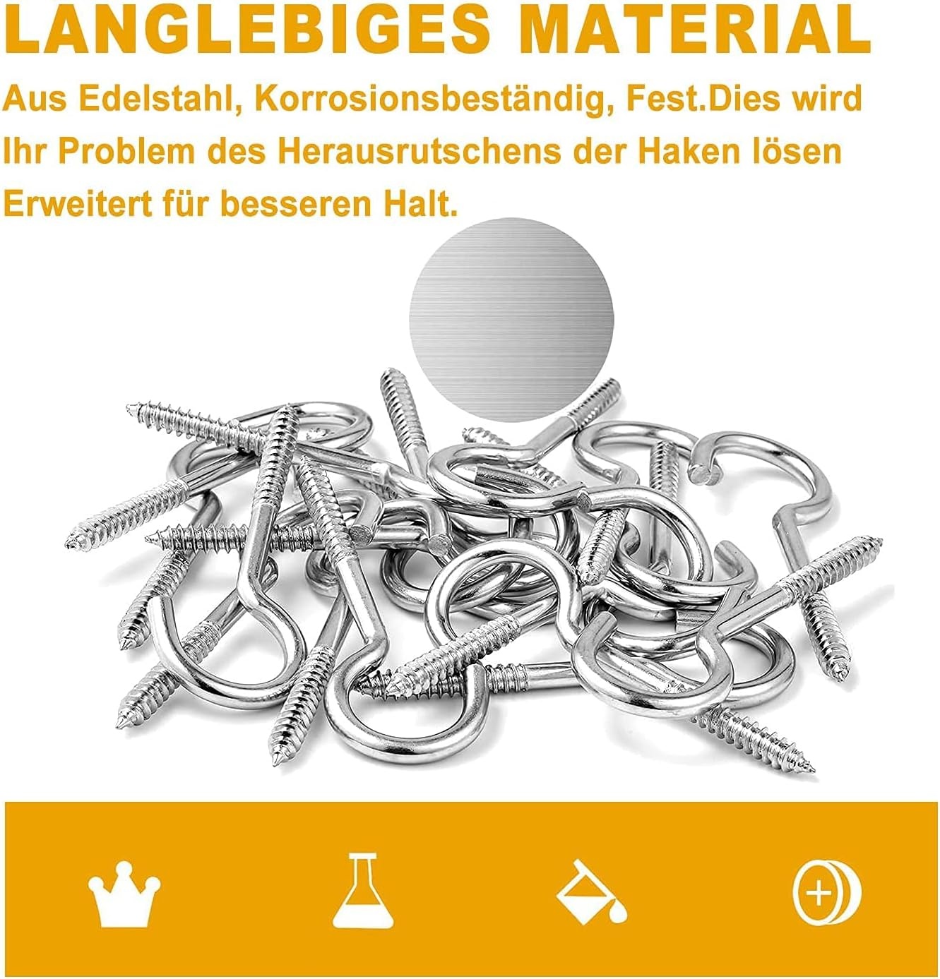 RVS Schroefhaken M3-40mm (10 stuks) - 26% Korting!