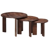 VidaXL Nesttafels Set 3 Stuks Donkerbruin Mango Hout - 35% Korting