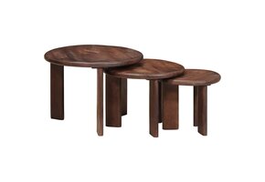 VidaXL Nesttafels Set 3 Stuks Donkerbruin Mango Hout - 35% Korting