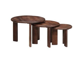 VidaXL Nesttafels Set 3 Stuks Donkerbruin Mango Hout - 35% Korting