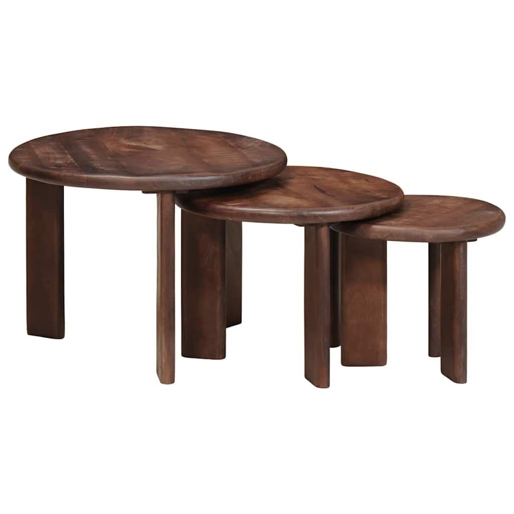 VidaXL Nesttafels Set 3 Stuks Donkerbruin Mango Hout - 35% Korting