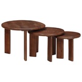 VidaXL Nesttafels Set 3 Stuks Donkerbruin Mango Hout - 35% Korting