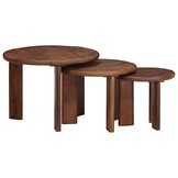 VidaXL Nesttafels Set 3 Stuks Donkerbruin Mango Hout - 35% Korting
