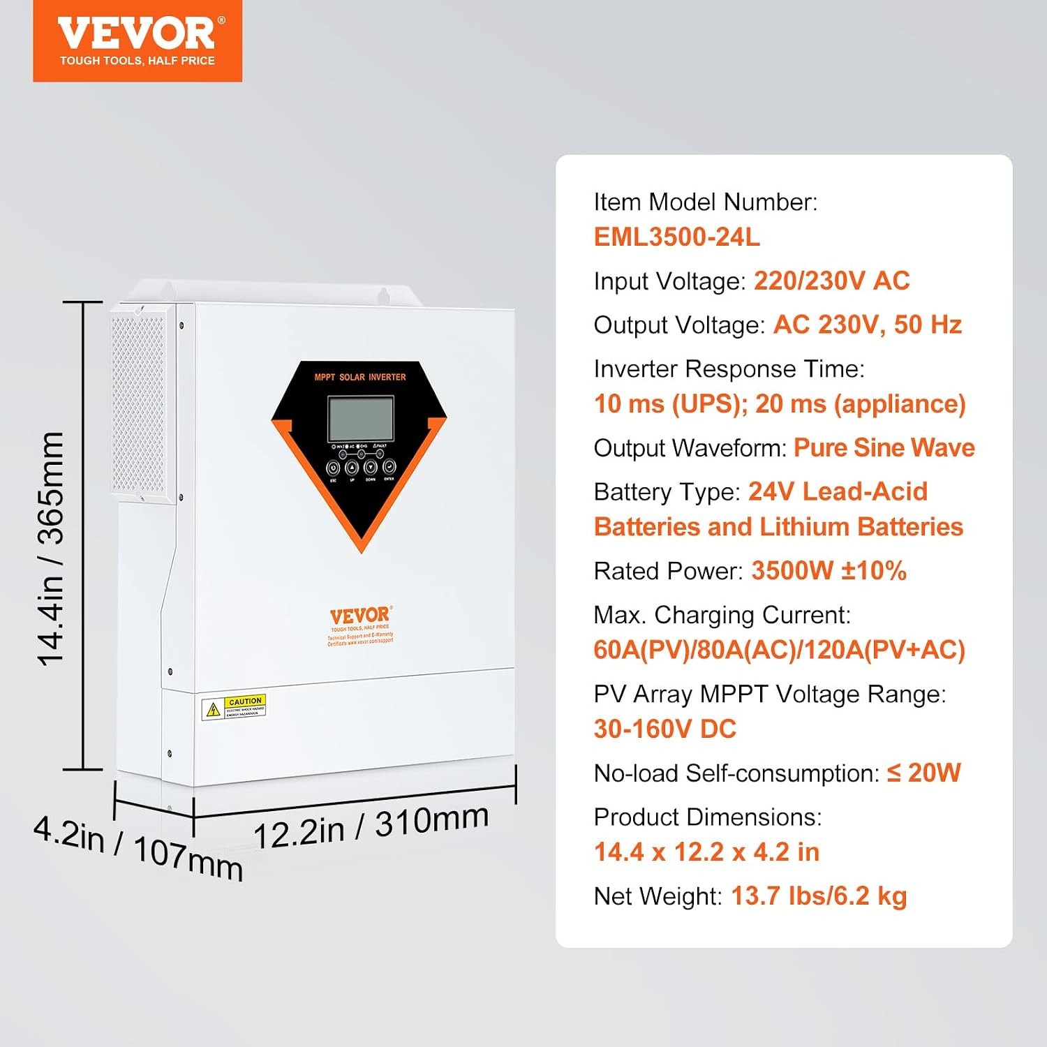 Hybride Omvormer Zonne-energie Off-grid 3500W - 35% Korting