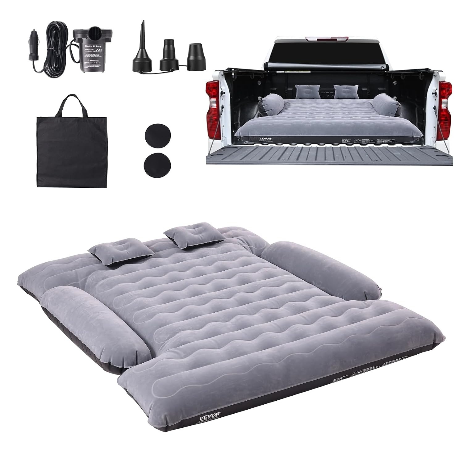 Luchtbed voor Trucklaadbak & Camping - Zwart - 183-198 cm - 34% Korting