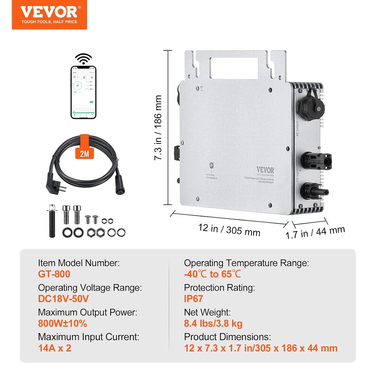 800W Micro-omvormer Netgekoppeld - IP67 - 35% Korting