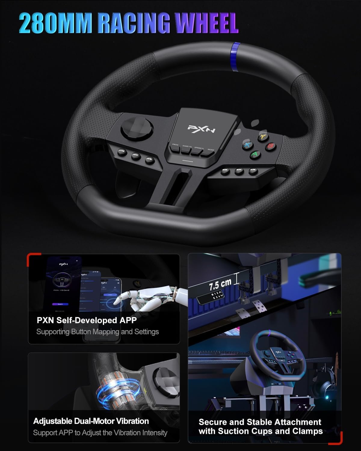 Gaming Racestuur met Hall-Pedalen | 34% Korting