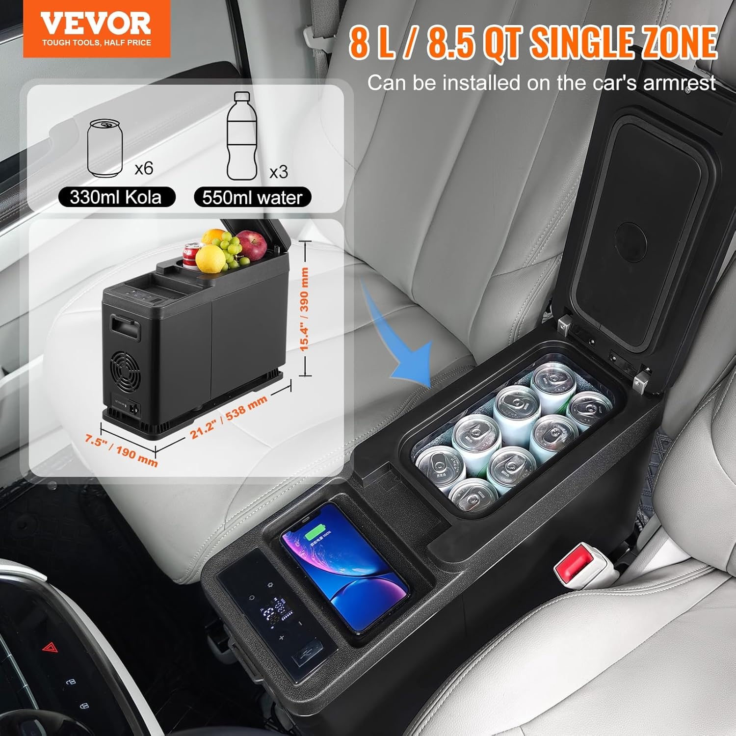 Draagbare Autokoelbox 8L: -20°C tot 20°C | 12/24V DC, 100-240V AC | Camping & Auto