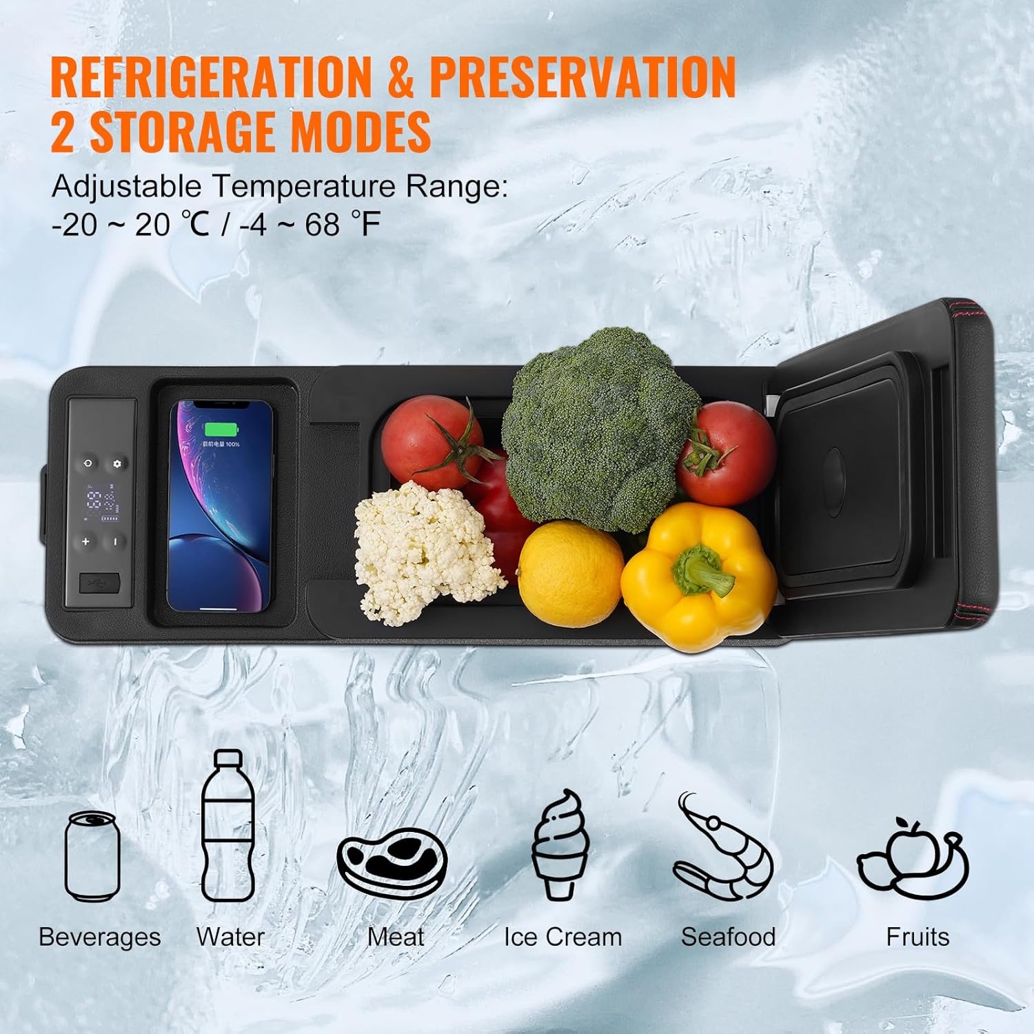 Draagbare Autokoelbox 8L: -20°C tot 20°C | 12/24V DC, 100-240V AC | Camping & Auto