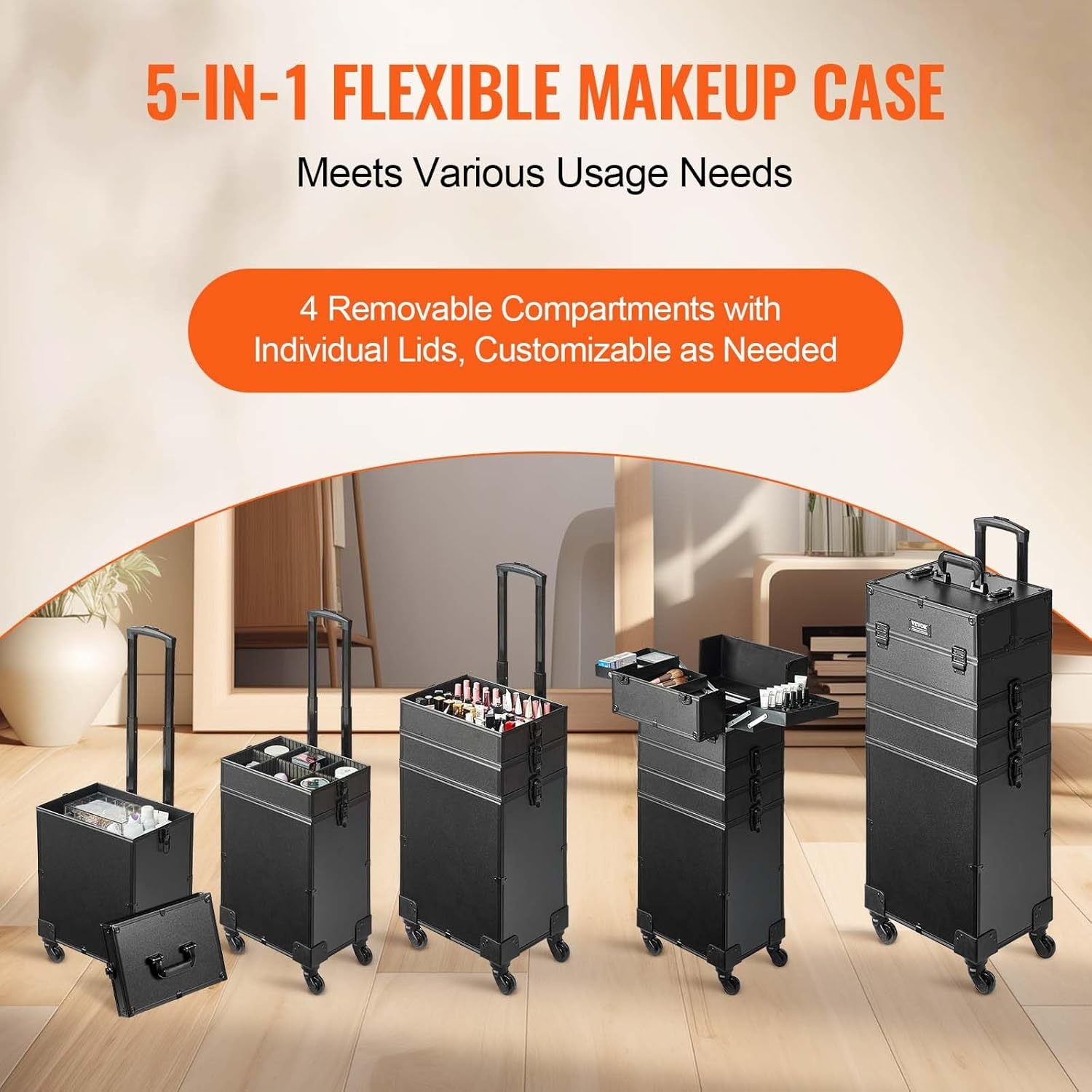 Make-upkoffer 5-in-1 Zwart - 34% Korting
