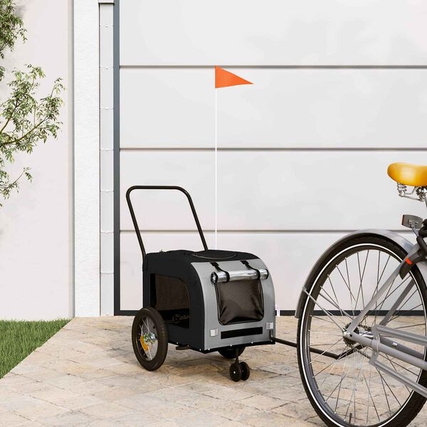 vidaXL Fietskar voor Huisdieren Grijs/Zwart - 34% Korting
