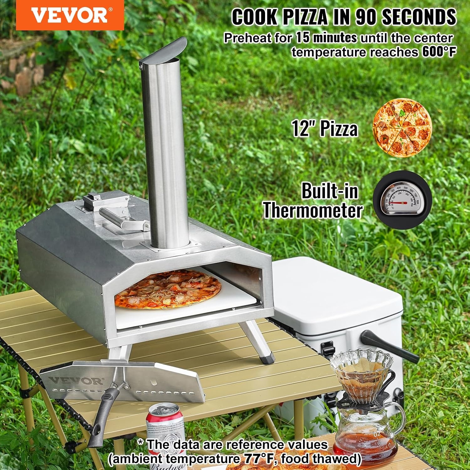Draagbare Buiten Pizzaoven 35% Korting | RVS | 12 inch Pizza