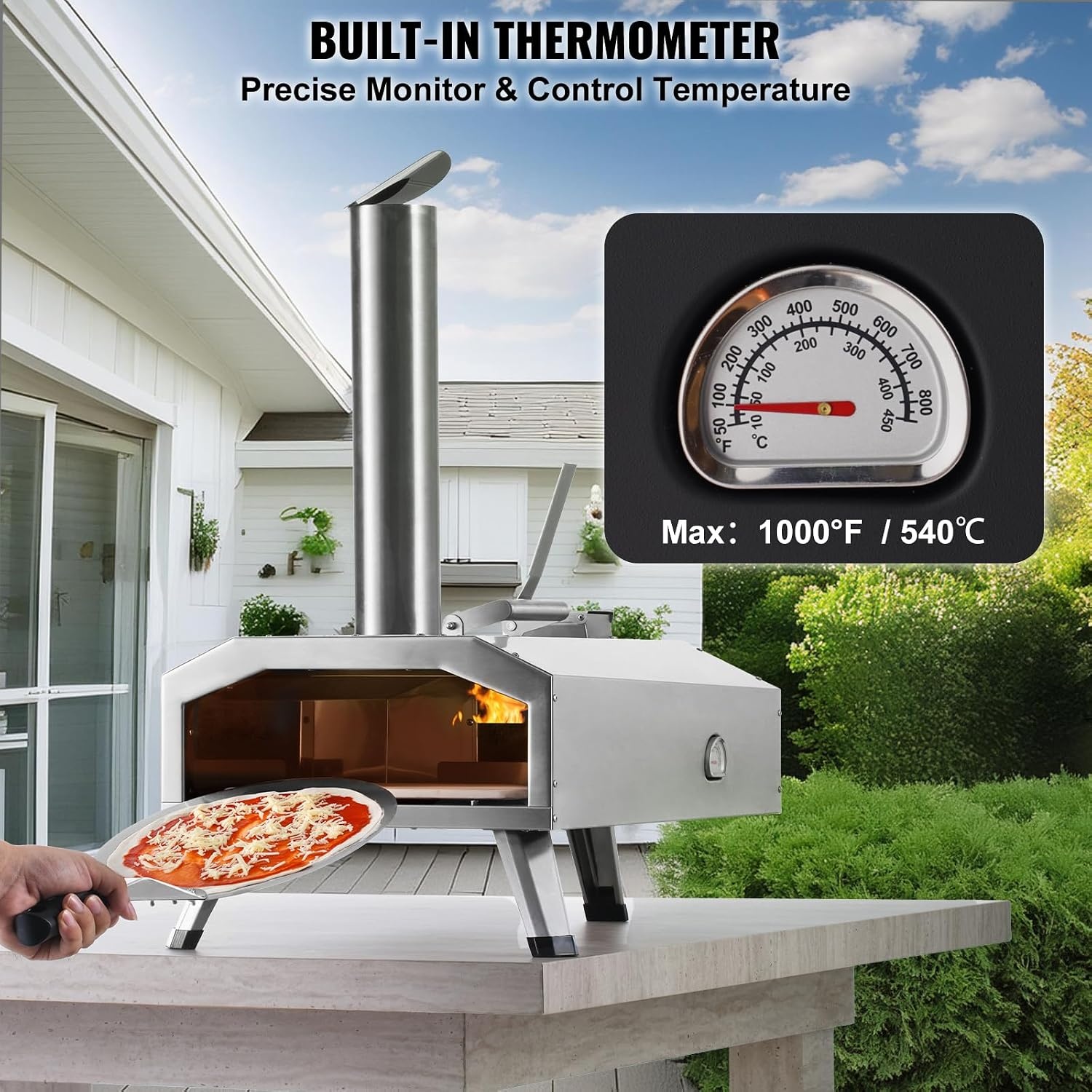 Draagbare Buiten Pizzaoven 35% Korting | RVS | 12 inch Pizza