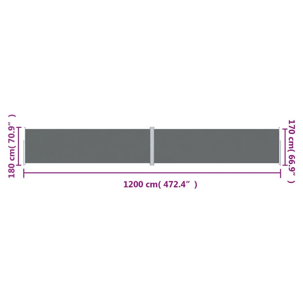 Uittrekbaar Windschermafdak 180x1200cm Antraciet - 35% Korting