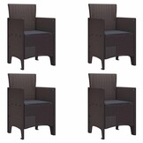 vidaXL Tuinstoel Set 4 Stuks Bruin PP - 34% Korting