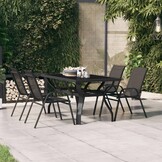 VidaXL Tuintafel Staal & Glas Zwart 140x70x70 cm - 35% Korting!
