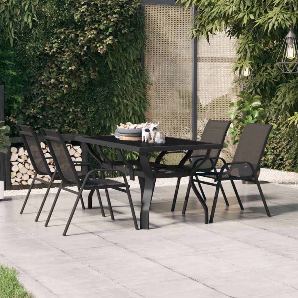 VidaXL Tuintafel Staal & Glas Zwart 140x70x70 cm - 35% Korting!