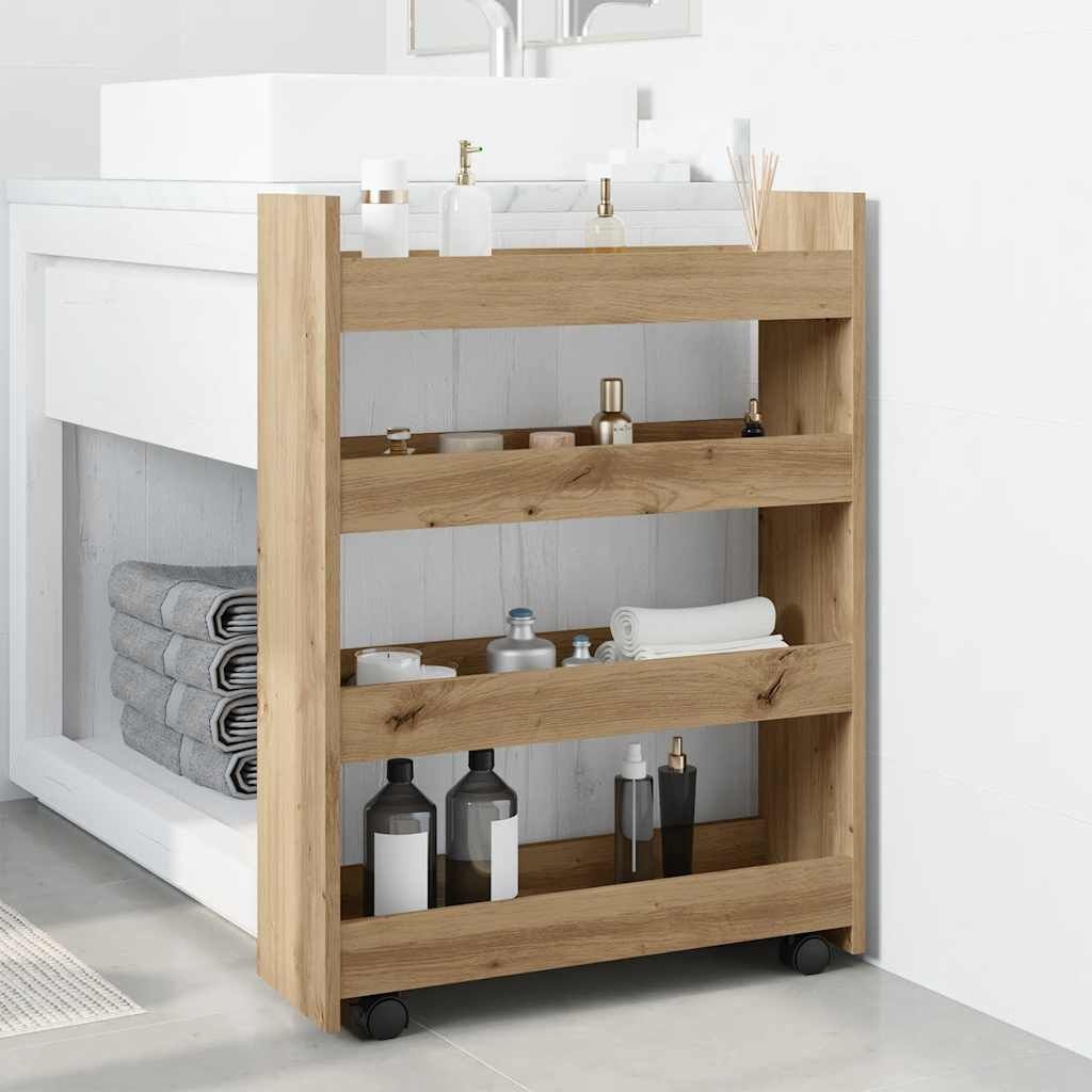 Smalle Opbergtrolley, 4 Lagen, Eikenlook - 34% Korting