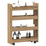 Smalle Opbergtrolley, 4 Lagen, Eikenlook - 34% Korting