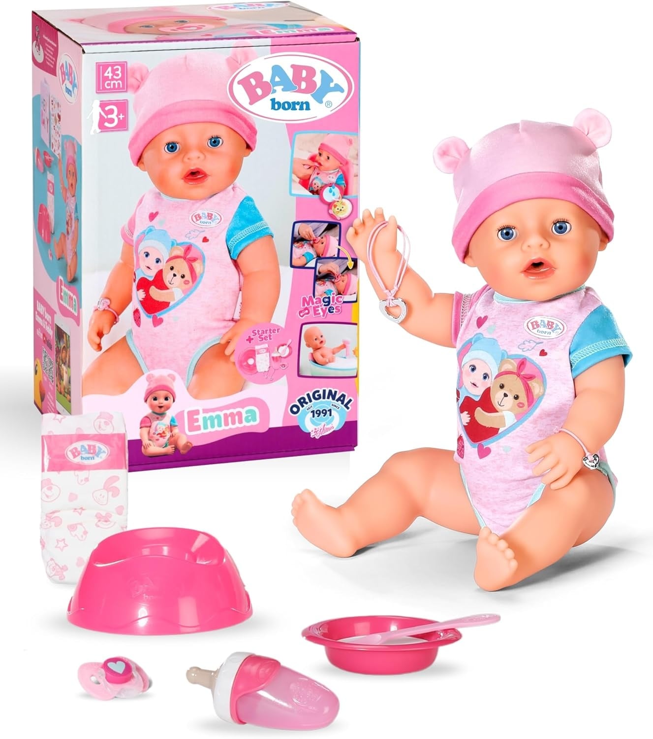 Babypop Emma 43 cm - 10 Functies, Inclusief Accessoires, Nu 29% Korting
