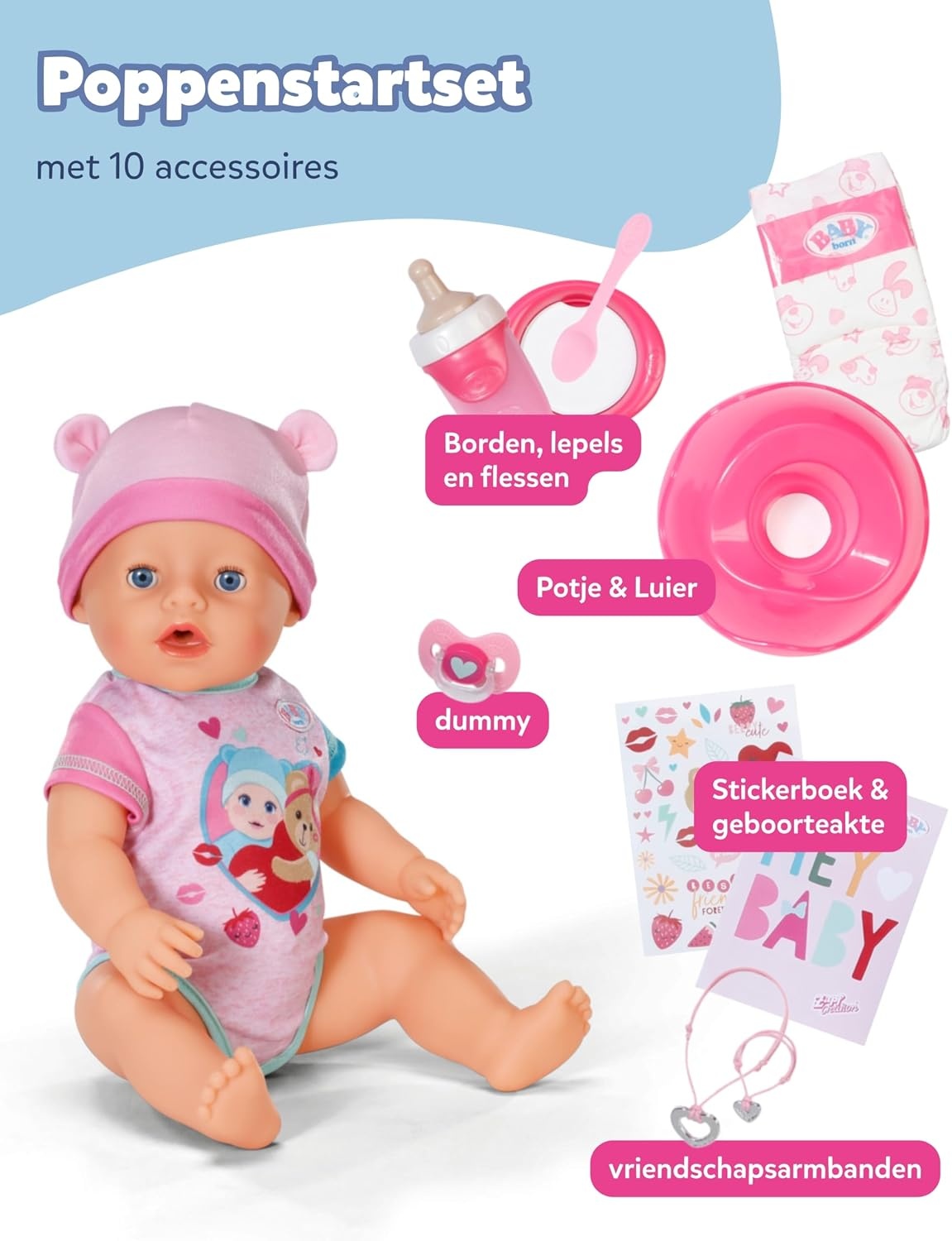Babypop Emma 43 cm - 10 Functies, Inclusief Accessoires, Nu 29% Korting