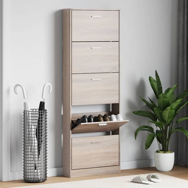 Schoenenkast Hout met 5 Vakken - Eiken-look, 54% Korting!