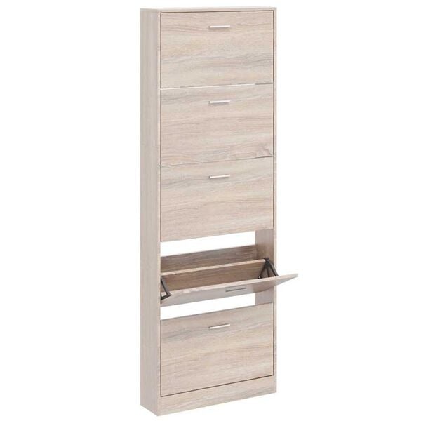 Schoenenkast Hout met 5 Vakken - Eiken-look, 54% Korting!