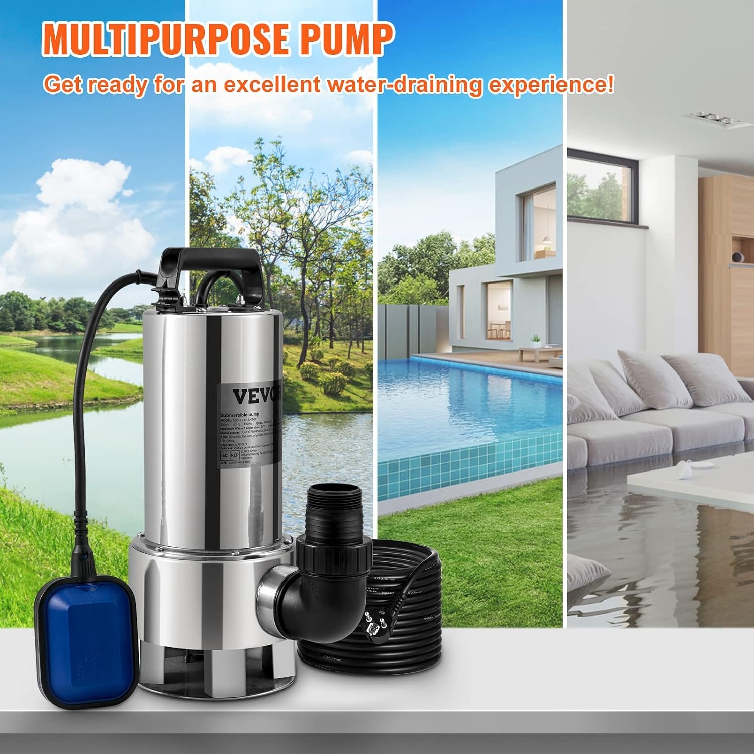 1300W Vuilwater Dompelpomp - 333,3 l/min - 34% Korting
