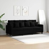 Zwarte Driezitsbank van Stof - 180 cm Breed - 55% Korting!