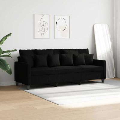 Zwarte Driezitsbank van Stof - 180 cm Breed - 55% Korting!