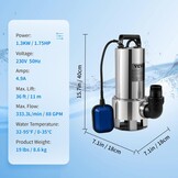 1300W Vuilwater Dompelpomp - 333,3 l/min - 34% Korting