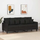 Driezitsbank 180 cm stof zwart - 35% Korting