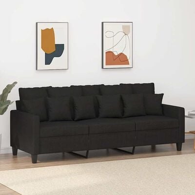 Driezitsbank 180 cm stof zwart - 35% Korting