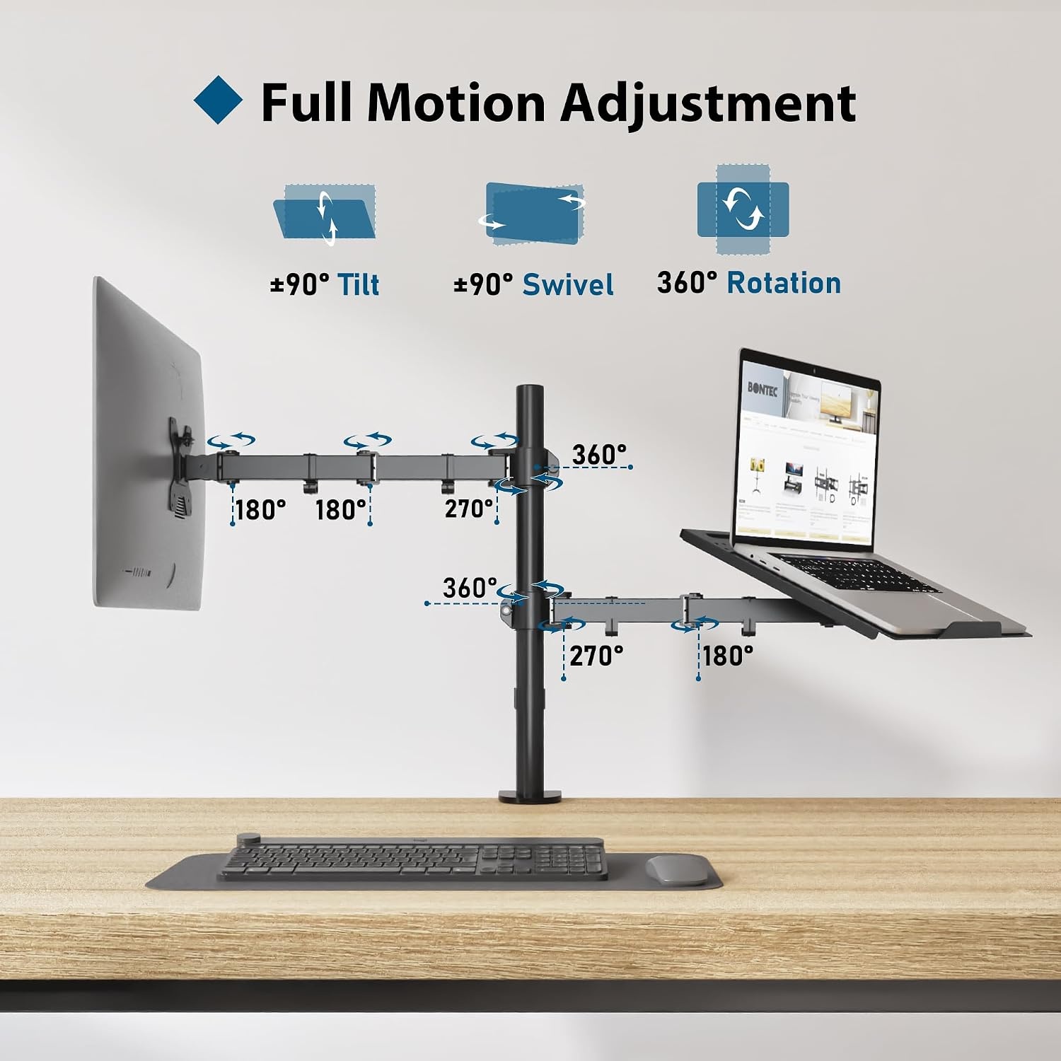 Monitorarm met Laptopstandaard - Ergonomisch & Kantelbaar - 29% Korting