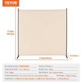 Ruimteverdeler Beige 181x181.5cm - 33% Korting