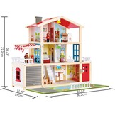 Houten Poppenhuis 10 Kamers | Incl. 4 Poppen, Lampen & Deurbel - 30% Korting!