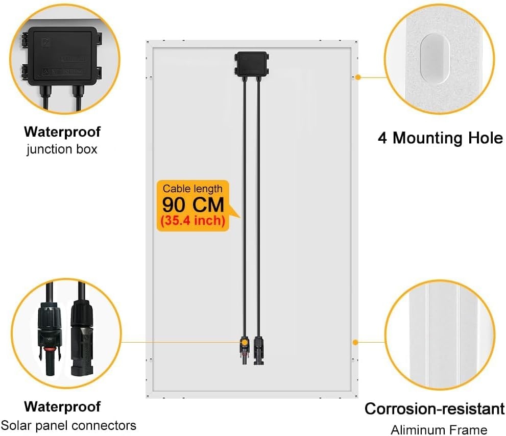 100W Zonnepaneel Monokristallijn - Ideaal voor Camper & Boot