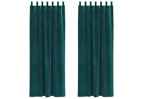 2x Donkergroene Fluwelen Gordijnen 140x245cm - 33% Korting