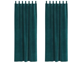 2x Donkergroene Fluwelen Gordijnen 140x245cm - 33% Korting