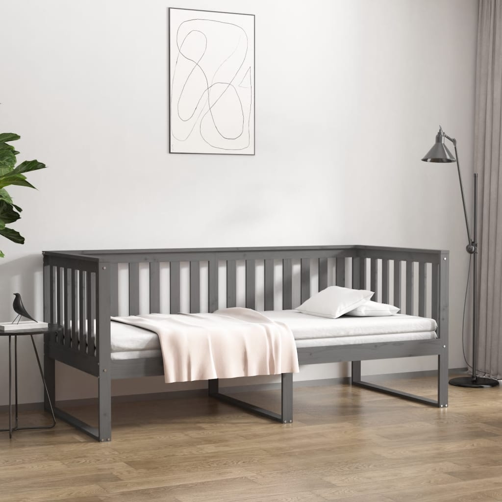 vidaXL Slaapbank Grenenhout Grijs - 90x190 cm - 54% Korting